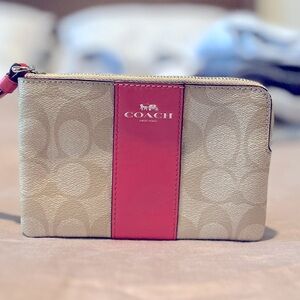 Coach wristlet wallet tan and pink